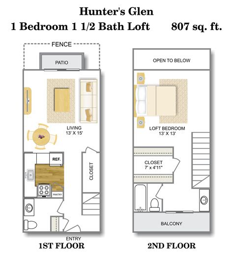 1 Bedroom 1 1 2 Bath Loft 1 Bed Apartment Hunter S Glen Apartments