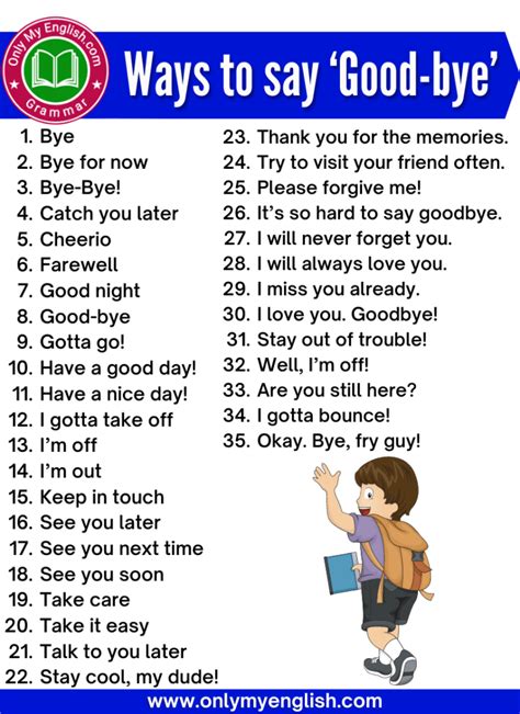 15 Different Ways To Say Goodbye In English Free English Vocabulary