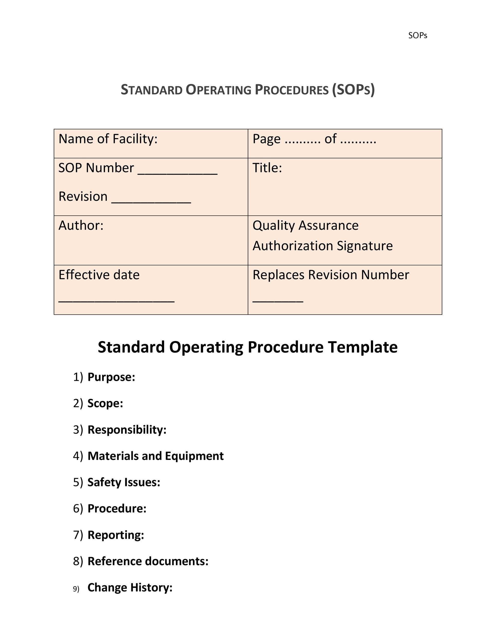 37 Best Standard Operating Procedure Sop Templates