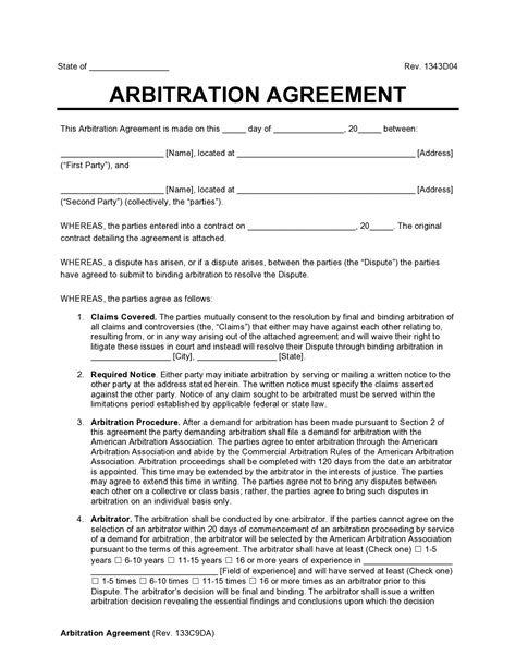 38 Best Arbitration Agreement Templates Examples Templatelab