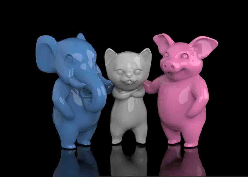 3D Elephant Pig Cat Turbosquid 1469317