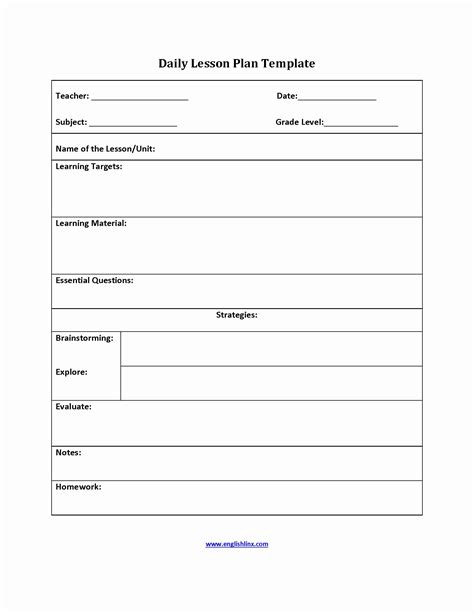 5 Step Lesson Plan Template