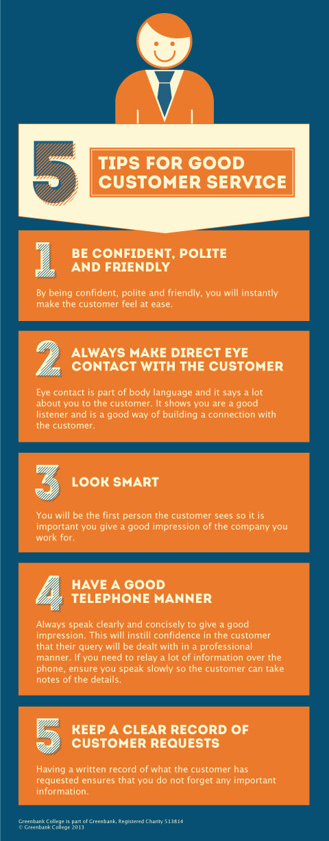 5 Tips For Good Customer Service Infographic Greenbank College