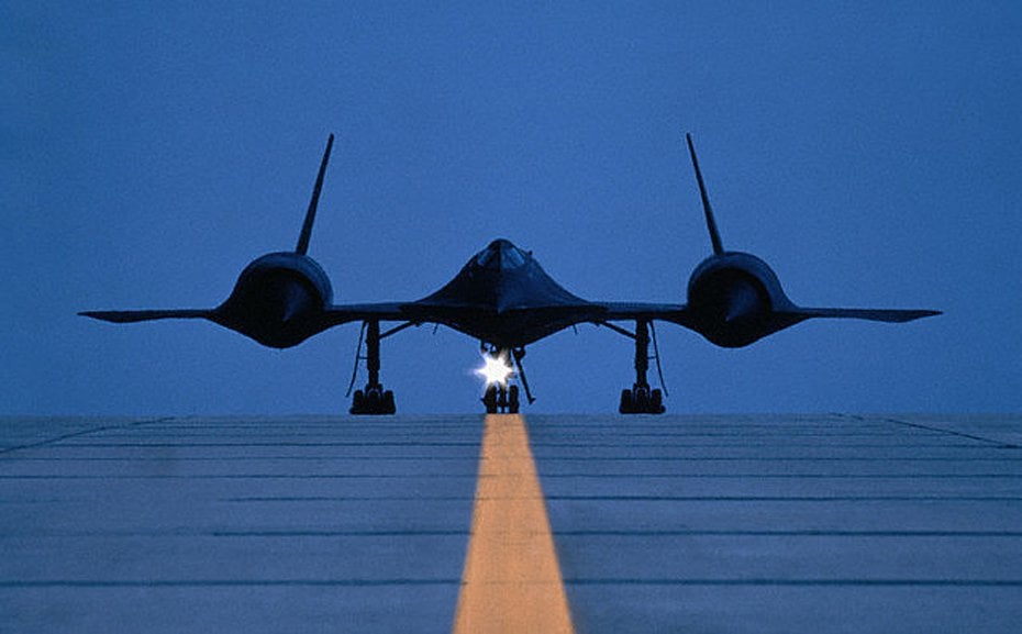 A U S Air Force Sr 71 Blackbird Waits For A Takeoff Command On A