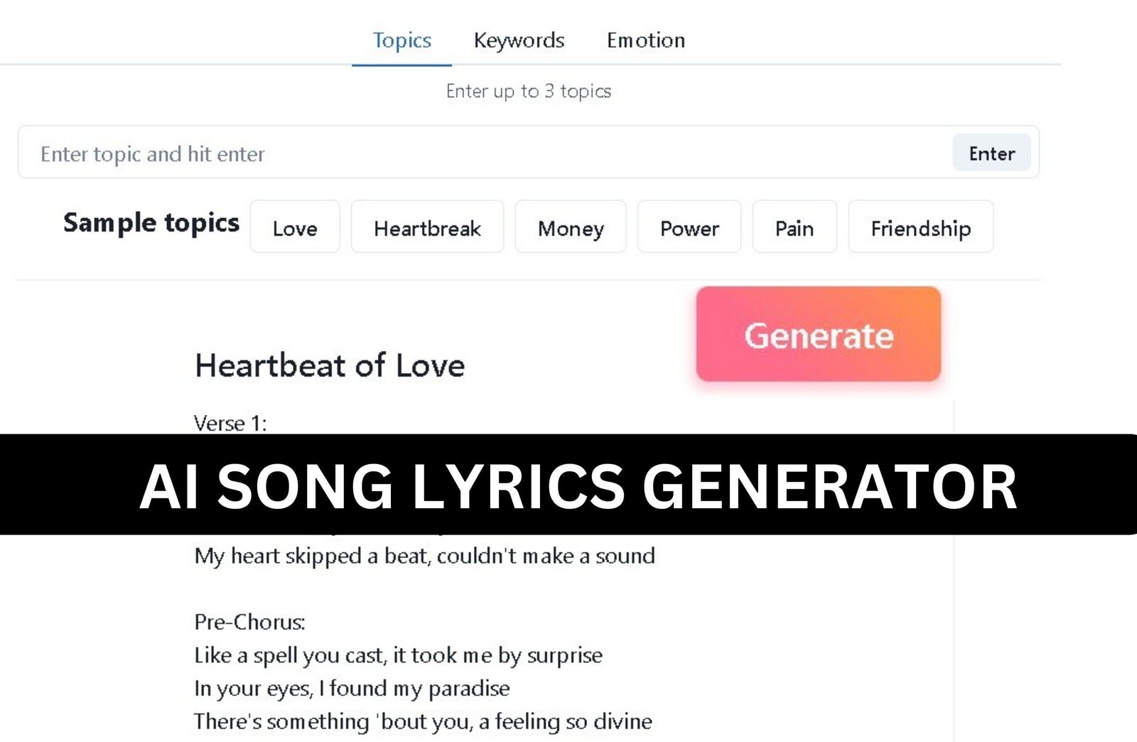 Ai Lyrics Generator Generate Lyrics For Free