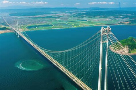 An Aerial View Of A Bridge Spanning The Width Of A Body Of Water