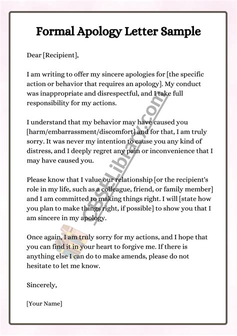 Apology Letter Format Letter Of Apology Formats