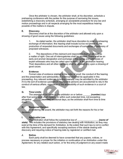 Arbitration Agreement Arbitration Us Legal Forms