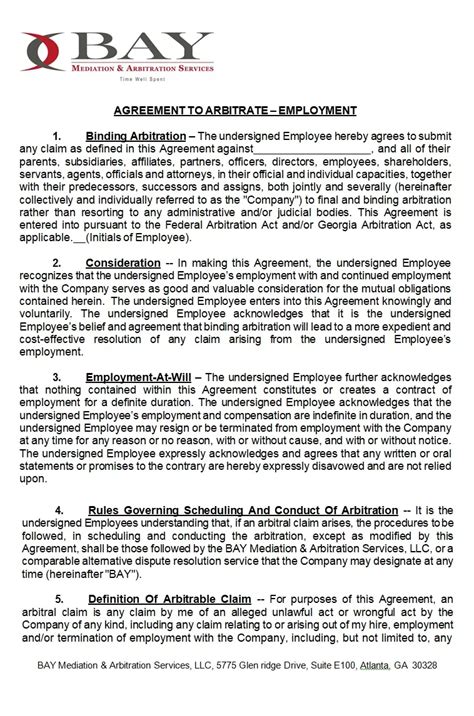 Arbitration Agreement Template Ms Word Free Word Excel Templates