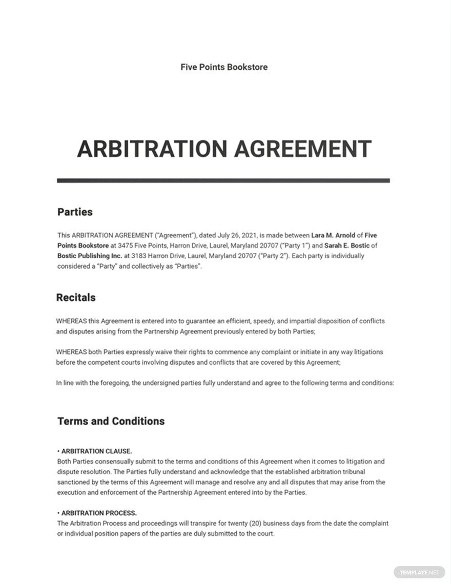 Arbitration Agreement Template