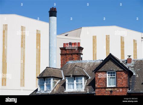 Bae Systems Buildings Overshadowing Old Terraced Houses In Barrow In