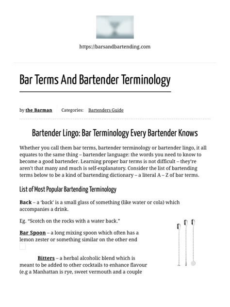 Bar Terms And Bartender Terminology Every Bartender Knows