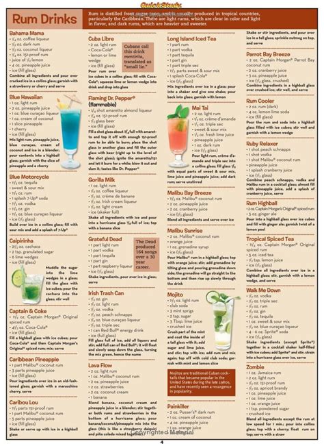 Bartender S Guide To Cocktails Quickstudy Home Inc Barcharts