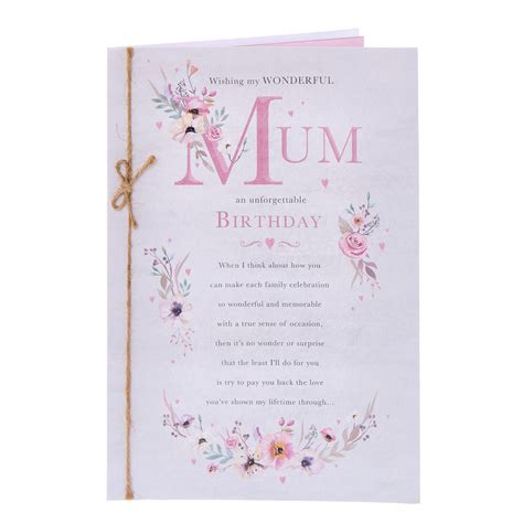 Buy Wonderful Mum Unforgettable Birthday Card For Gbp 2 49 Card