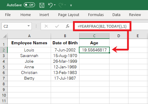 Calculate Age From Date Of Birth In Excel Acuity Training