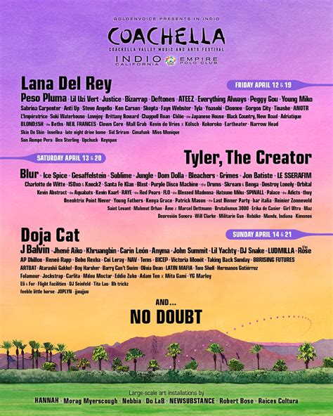 Coachella 2024 Lineup Announced Lana Del Rey Tyler The Creator