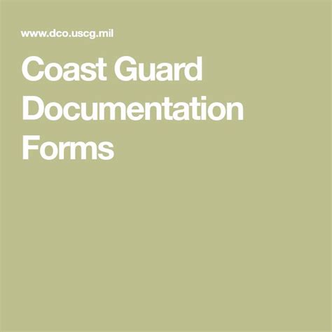 Coast Guard Documentation Forms Coast Guard Guard Coast