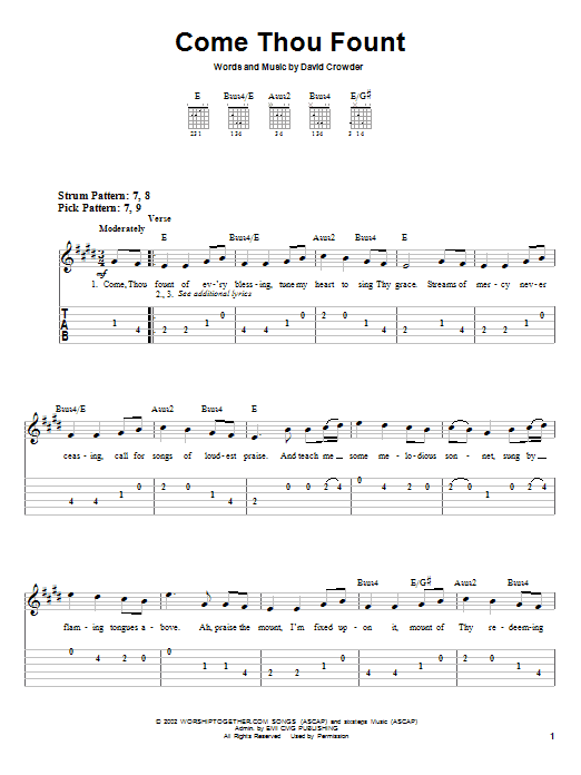 Come Thou Fount Guitar Chords Sheet And Chords Collection