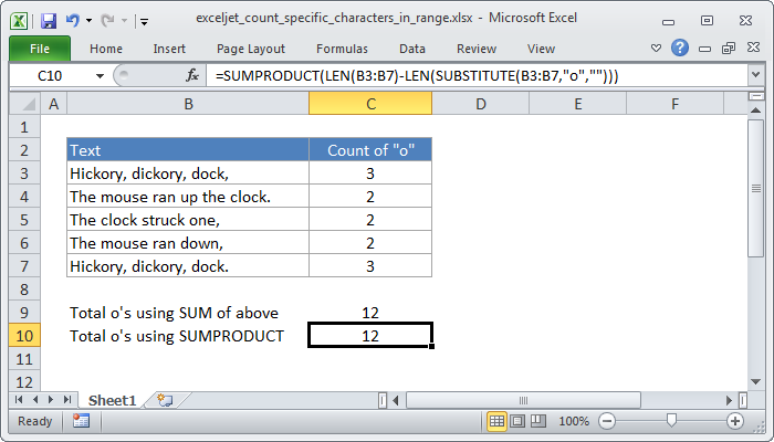 Count Specific Characters In A Range Excel Formula Exceljet