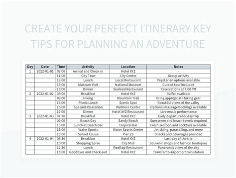 Create Your Perfect Itinerary Key Tips For Planning An Adventure Excel