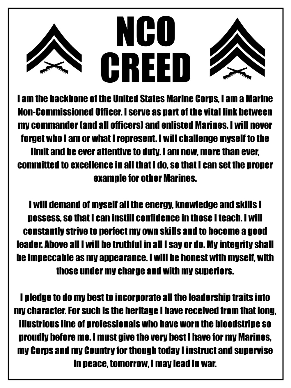 Creed Of The Noncommissioned Officer Pdf