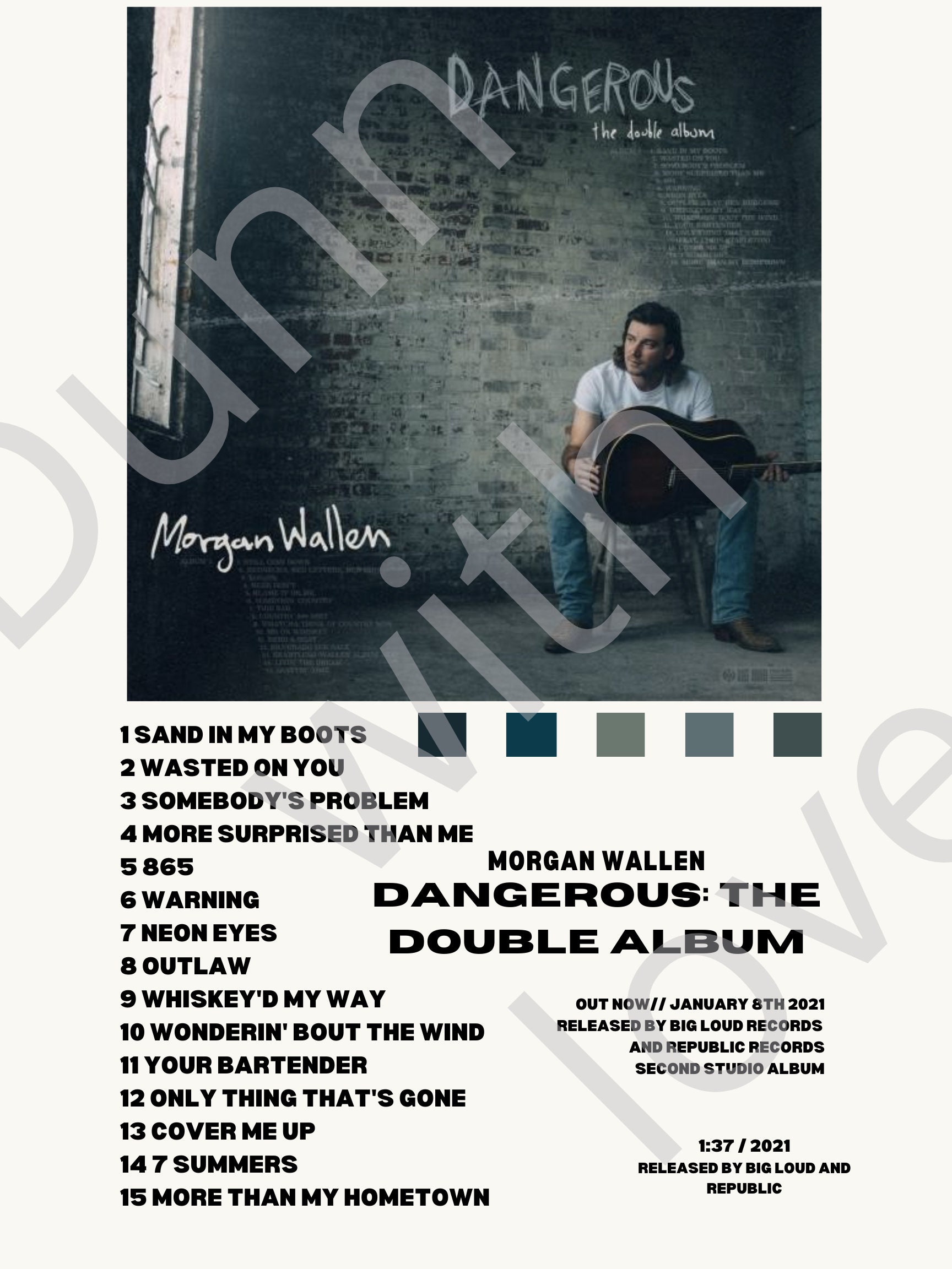 Dangerous Morgan Wallen Album Poster Etsy