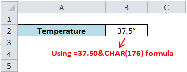 Degree Symbol Excel