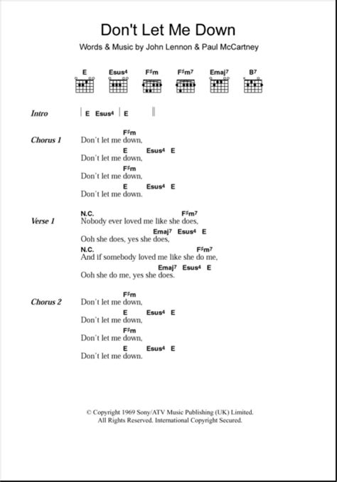 Don T Let Me Down Guitar Chords Lyrics Zzounds