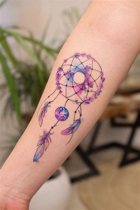 Dreamcatcher Tattoos On Forearm With Color