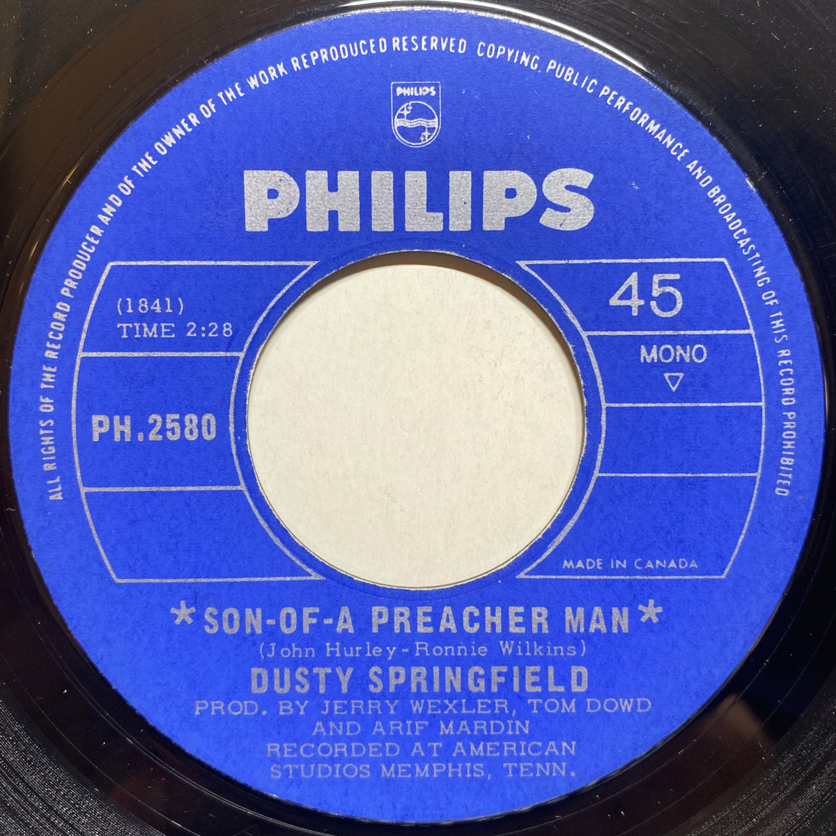 Dusty Springfield Son Of A Preacher Man 1968 Plastic Products