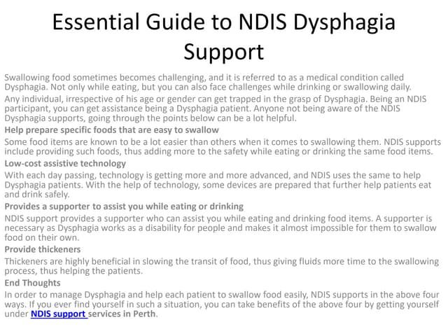 Essential Guide To Ndis Dysphagia Support Pptx