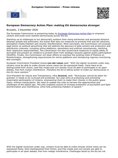 European Democracy Action Plan Making Eu Democracies Stronger Pdf