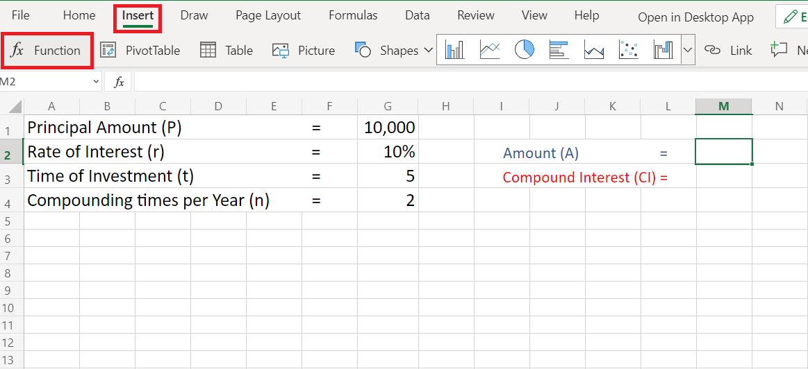 Excel Calculate Compound Interest