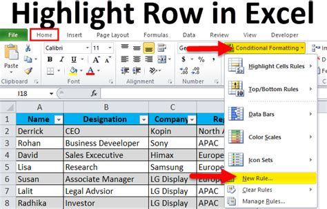 Excel Tips Tricks Highlighting Rows