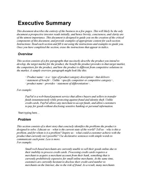 Executive Summary Examples Hotcvblog