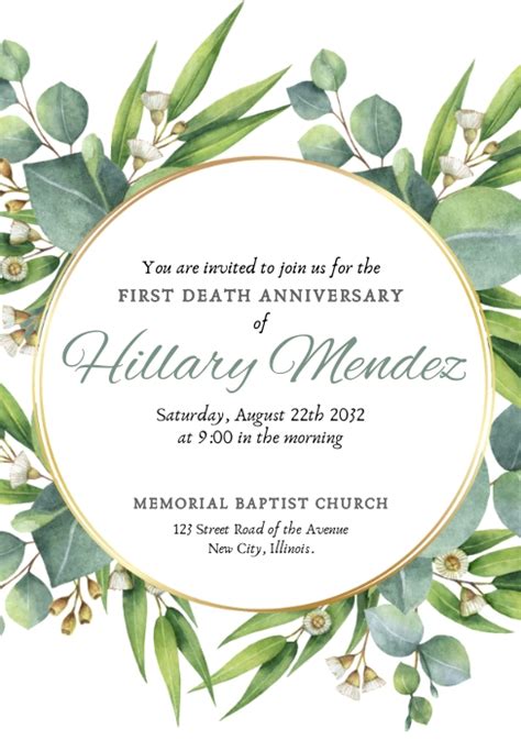 First Death Anniversary Printable Card Template Postermywall