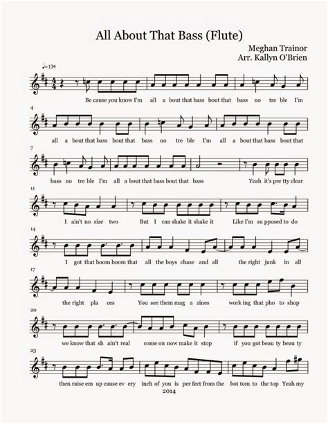 Flute Sheet Music All About That Bass Sheet Music