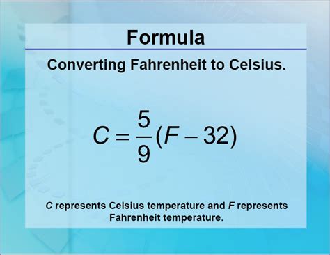 Formulas Converting Fahrenheit To Celsius Media4math