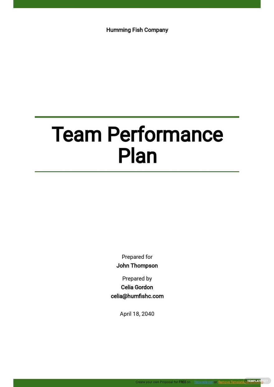 Guide To Developing A Team Performance Plan Template