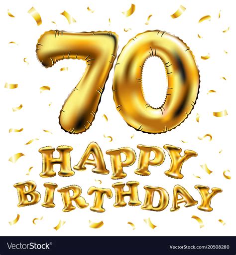 Happy Birthday 70Th Celebration Gold Balloons Vector Image