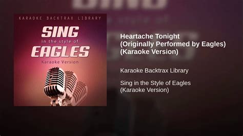 Heartache Tonight Karaoke Version Youtube