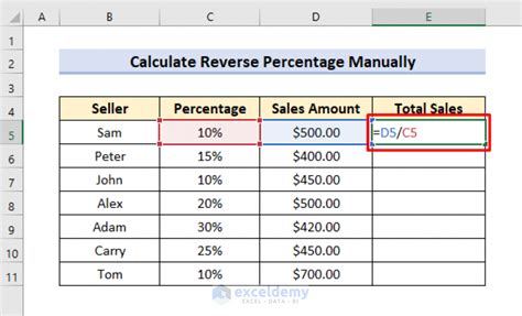 How To Calculate Reverse Percentage In Excel