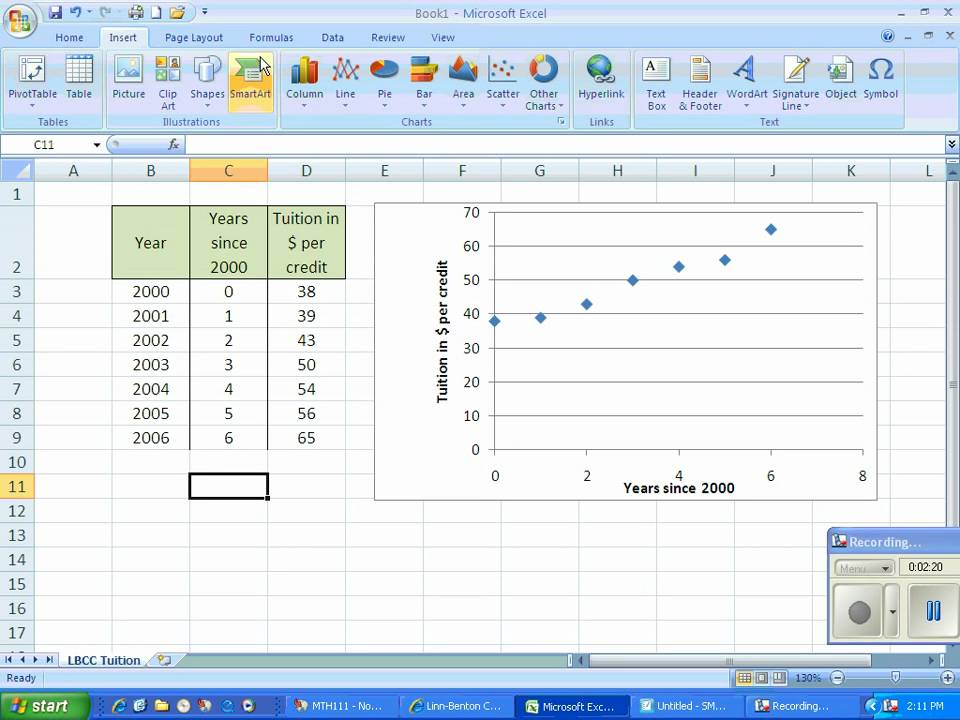 How To Do A Linear Regression On Excel Youtube