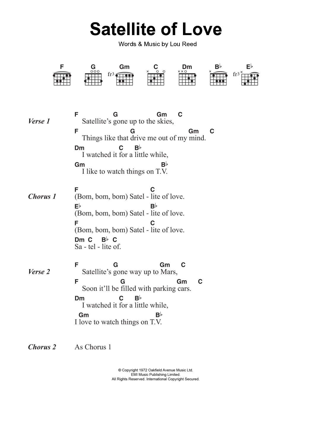 How To Play Satellite Of Love By Lou Reed On Guitar Practice Cover