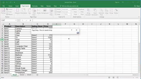 How To Repeat Rows At The Top During Printing In Excel 2016 Youtube