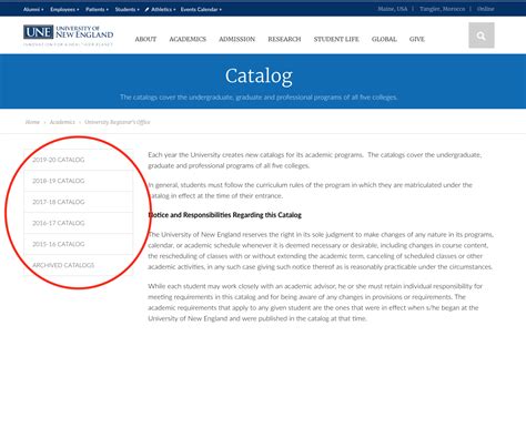 How To See The Course Catalog Descriptions From A Specific Year