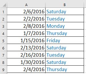 How To Tell Return Day Of Week From Date In Excel