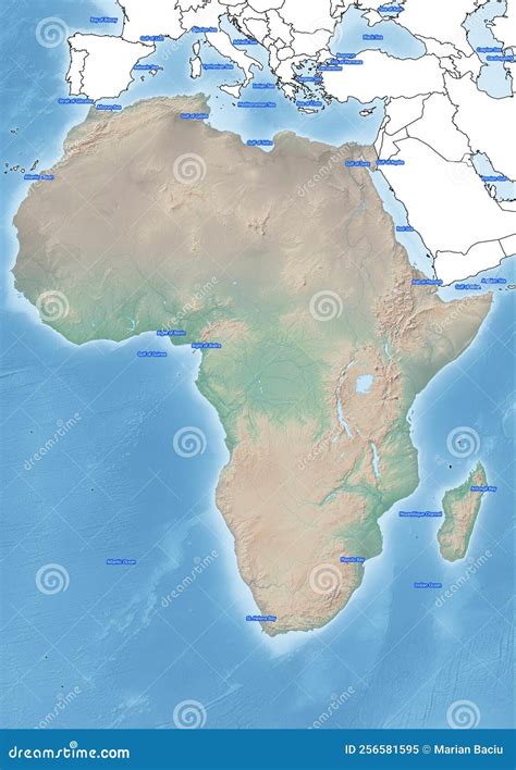 Illustration Continent Of Africa Oceans And Seas Stock Illustration