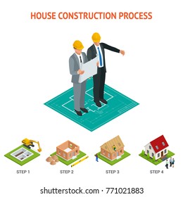 Infographic Construction Of A Blockhouse House Building Process