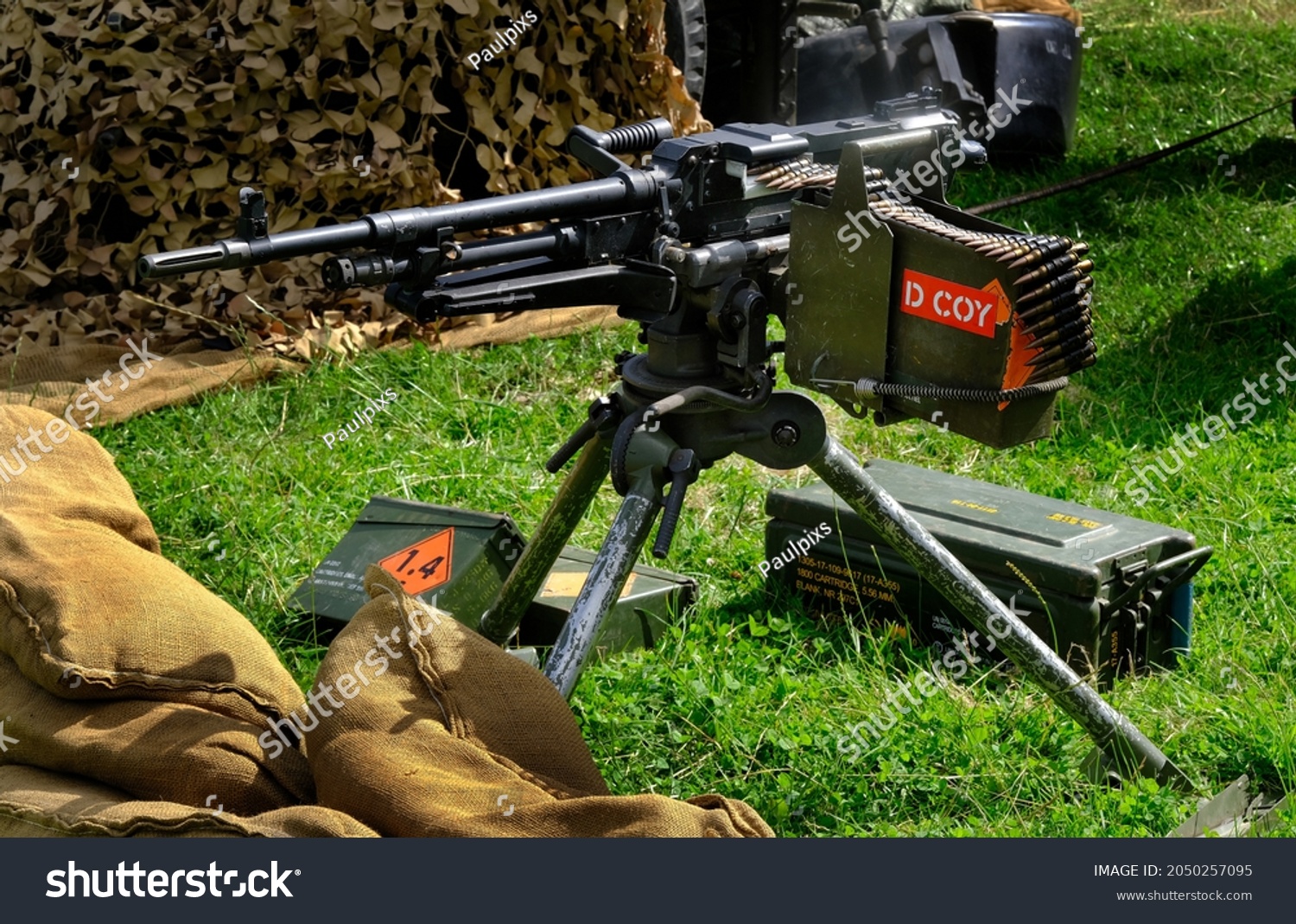 L7a2 General Purpose Machine Gun Gpmg British Army Weapons On Display At An Open Day Stock Photo